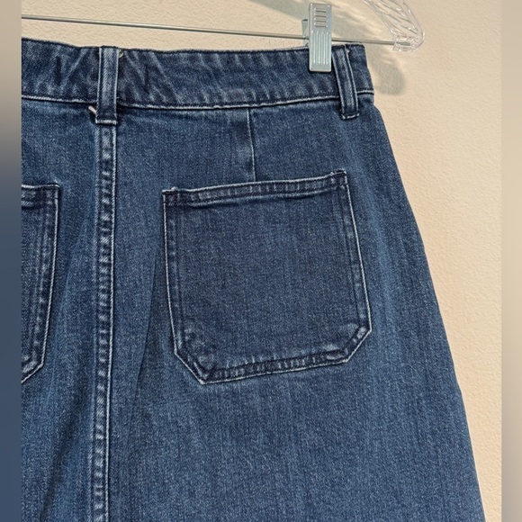 Madewell Utility Denim Zipper Front 70s Hippie Mini Blue Jean Skirt Size 26 - Picture 9 of 12